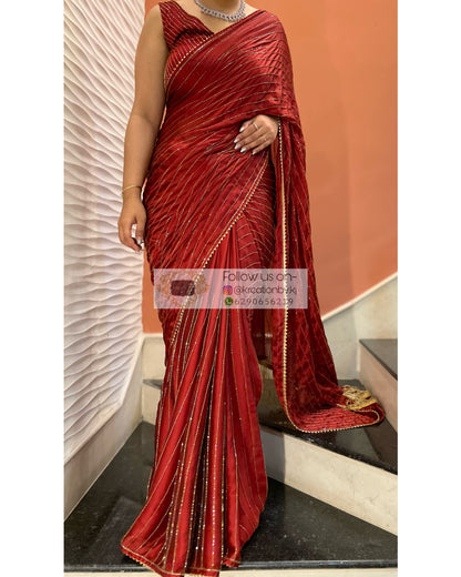 Noorani Maroon Georgette Saree - kreationbykj