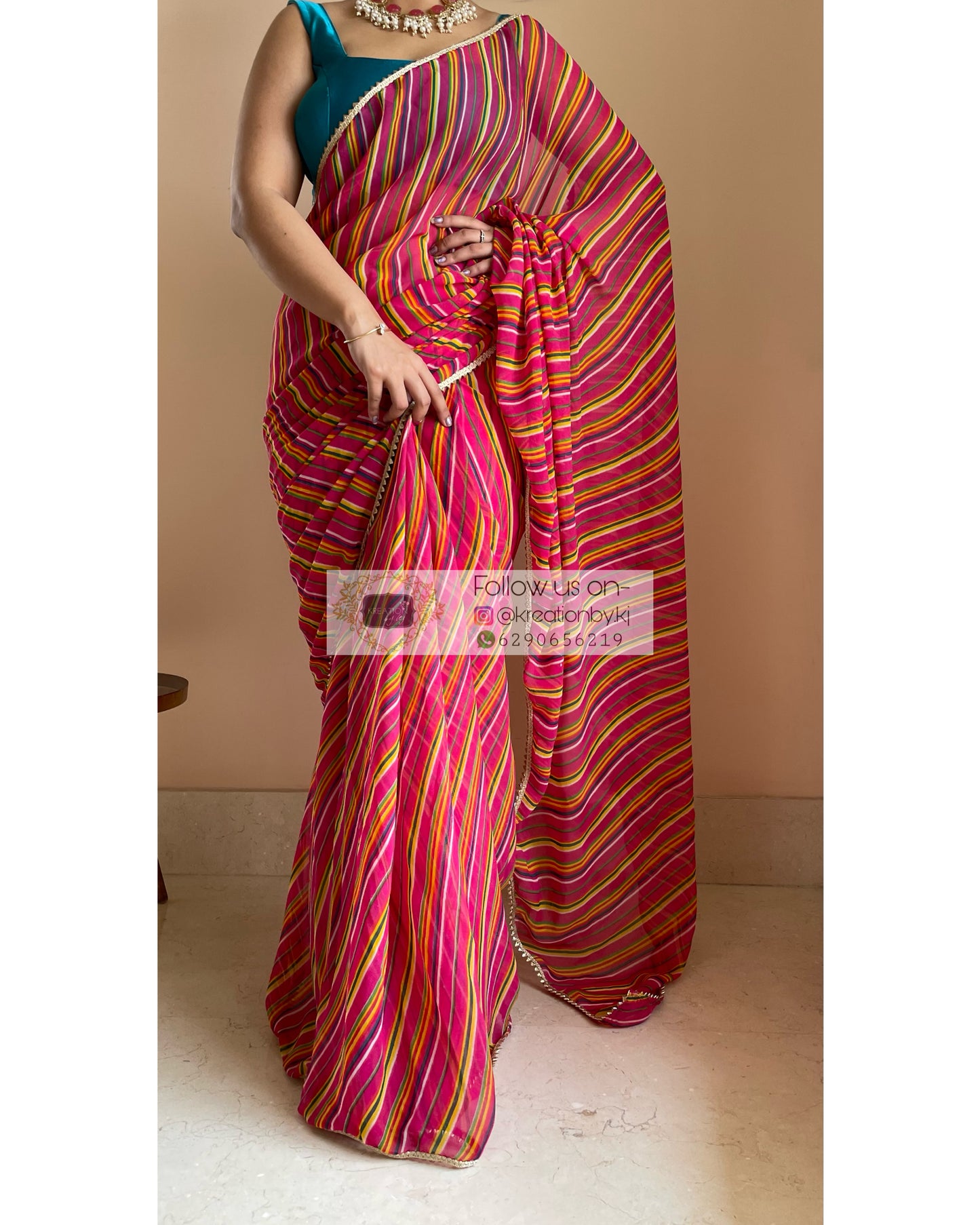 Rangeela Georgette Leheriya Saree - kreationbykj