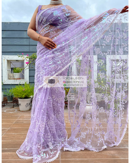 Lavender Bahar e Gul Saree