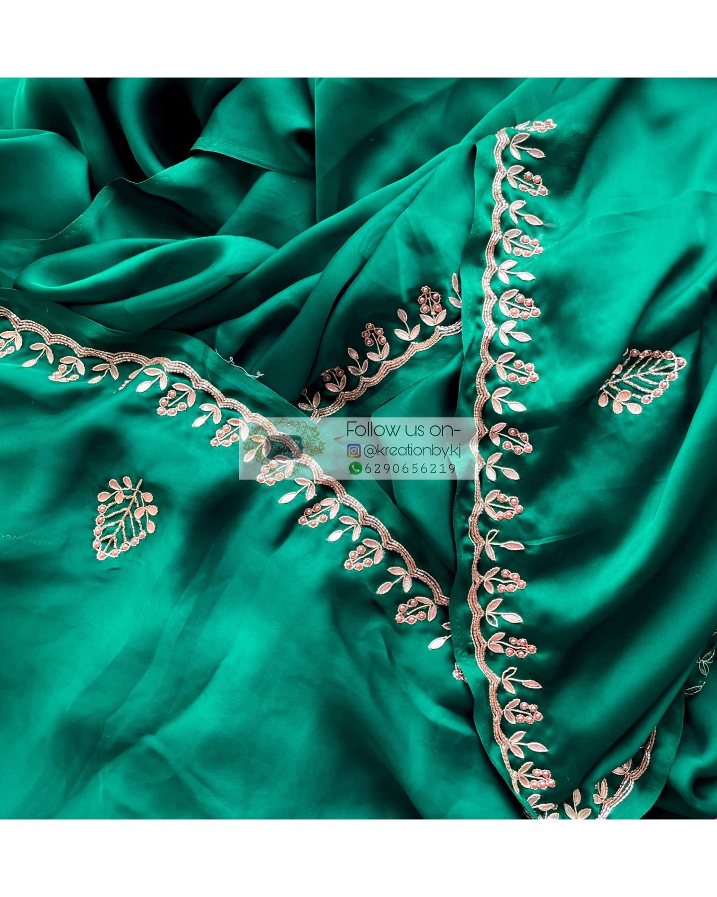 Green Crepe Silk Saree with Gota Patti Border