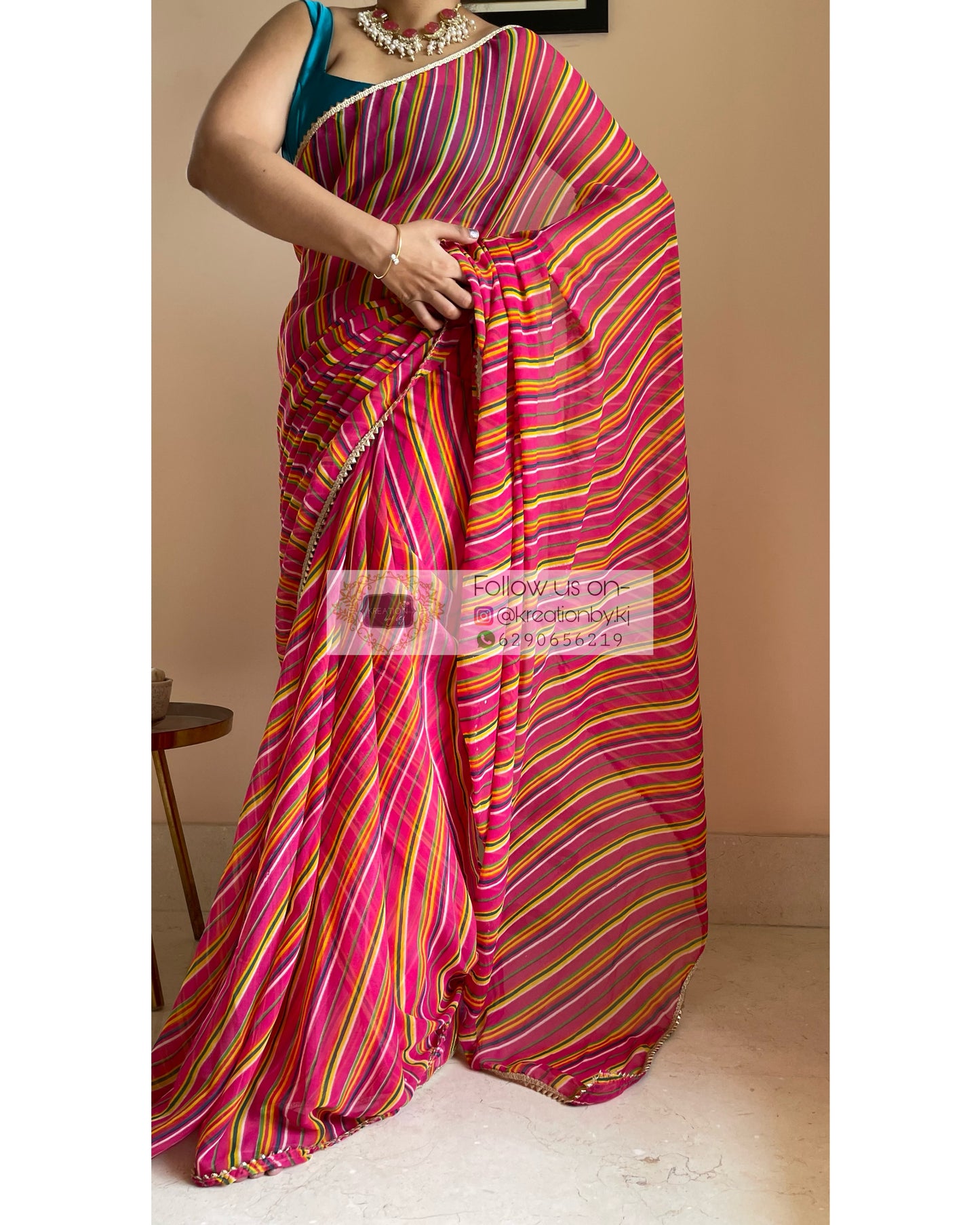 Rangeela Georgette Leheriya Saree - kreationbykj