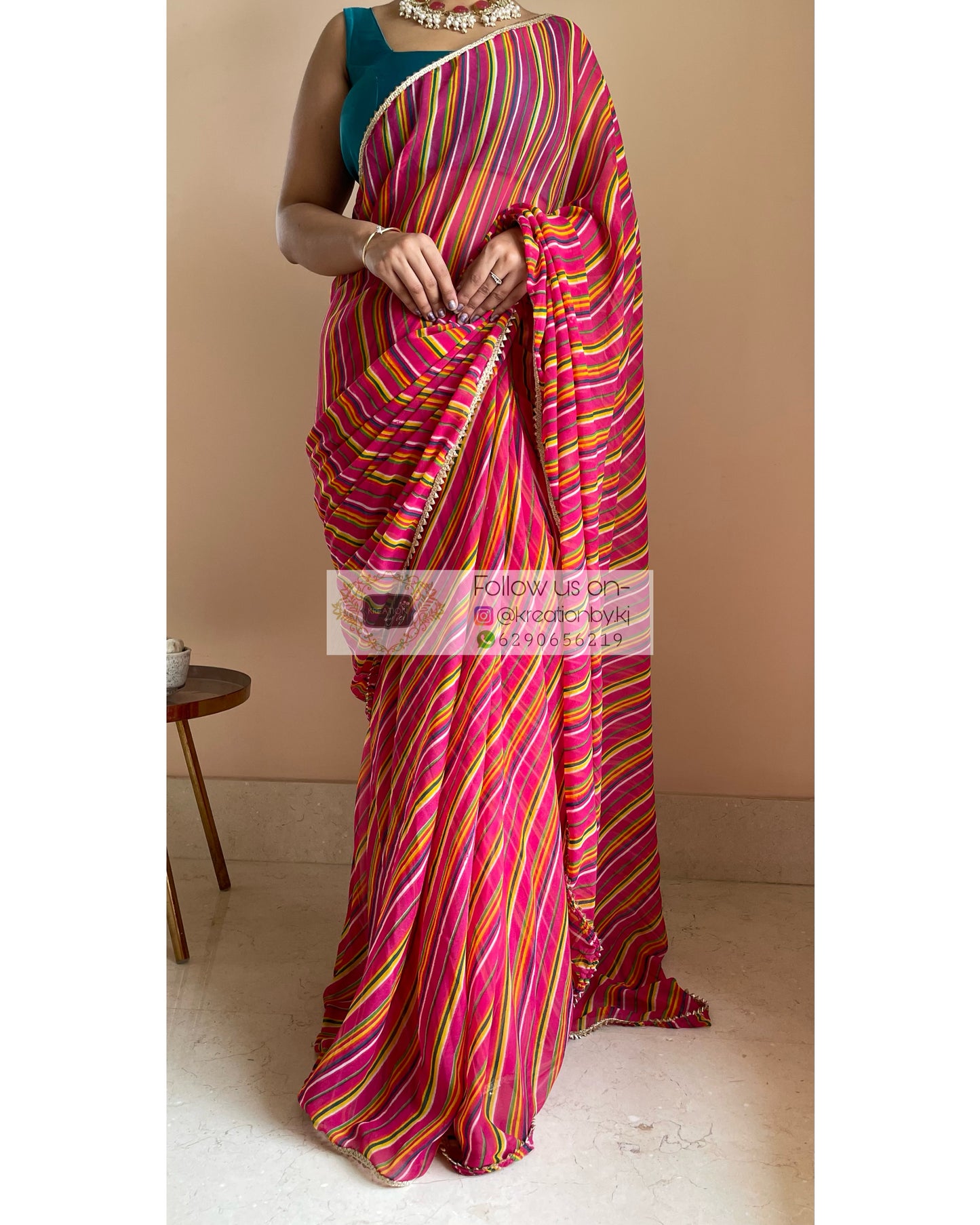 Rangeela Georgette Leheriya Saree - kreationbykj