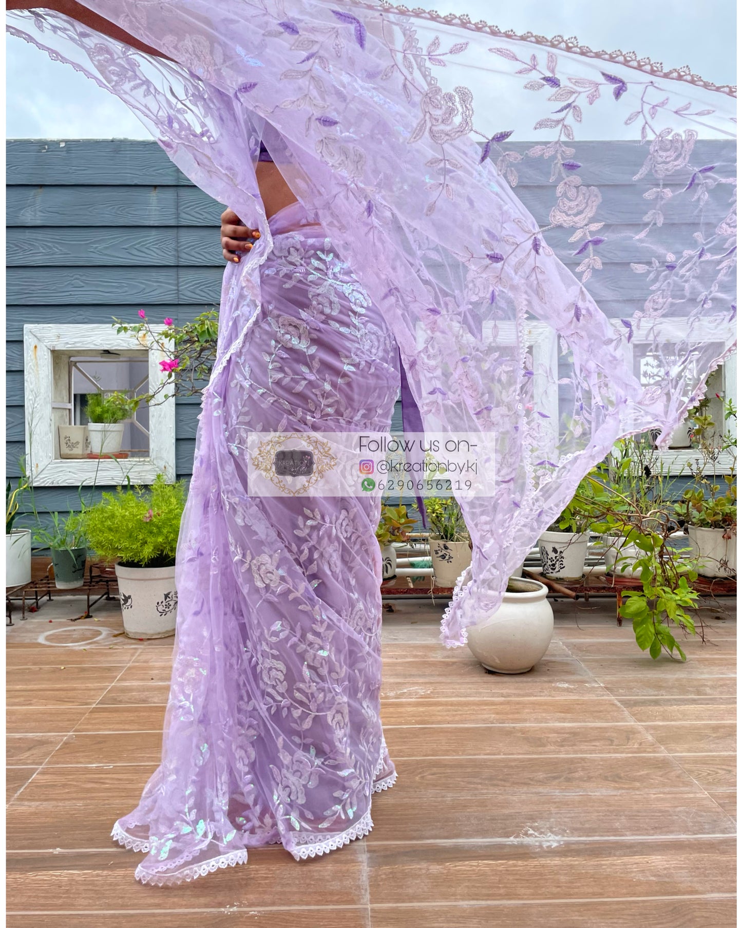 Lavender Bahar e Gul Saree