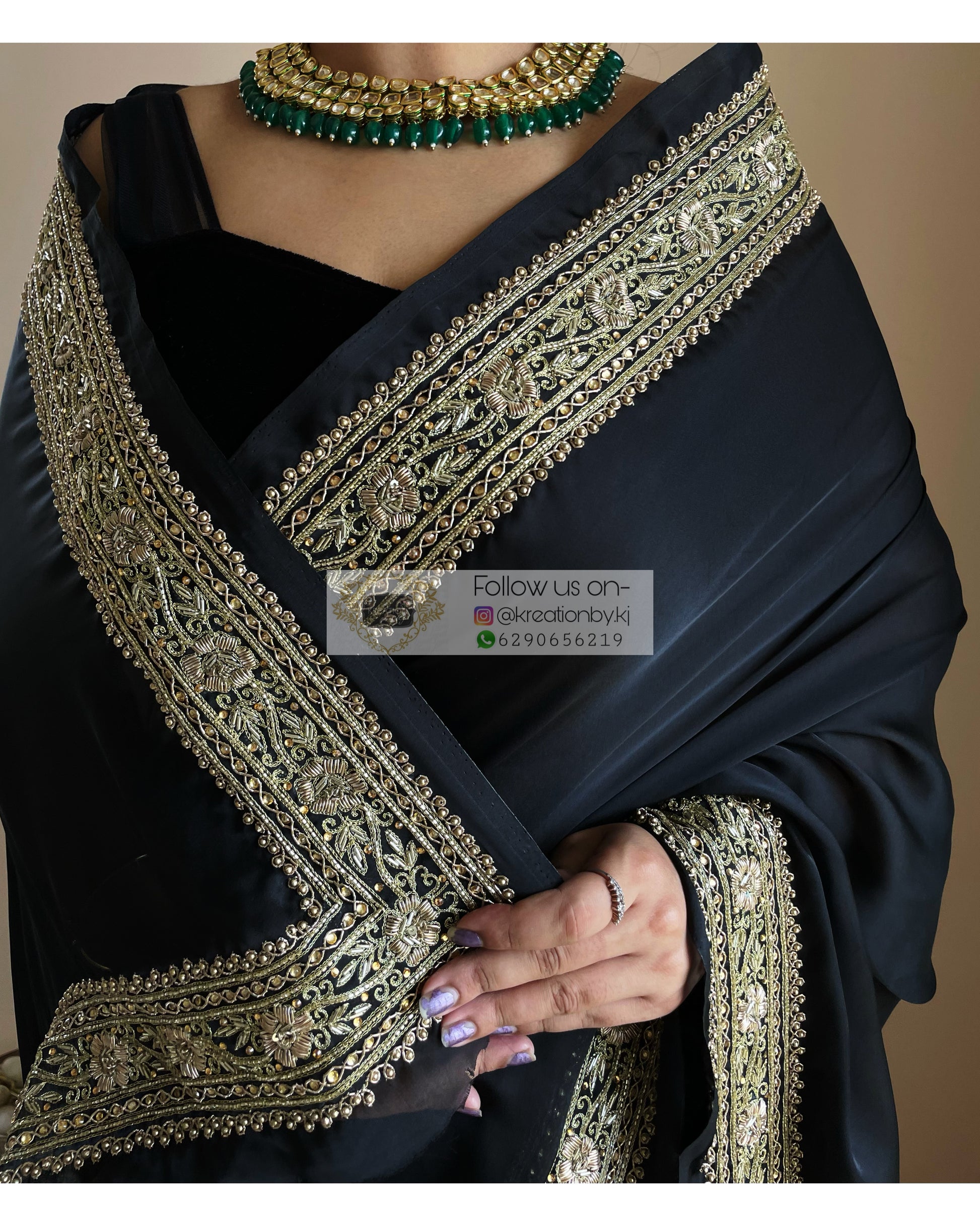 Black Zarina Saree - kreationbykj