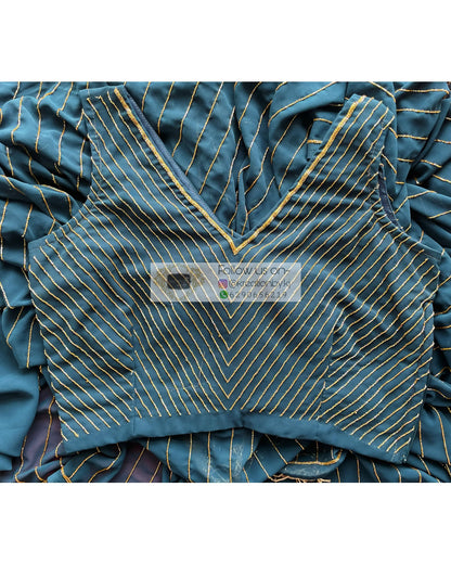 Midnight Blue Noorani Georgette Saree