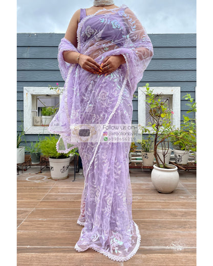 Lavender Bahar e Gul Saree