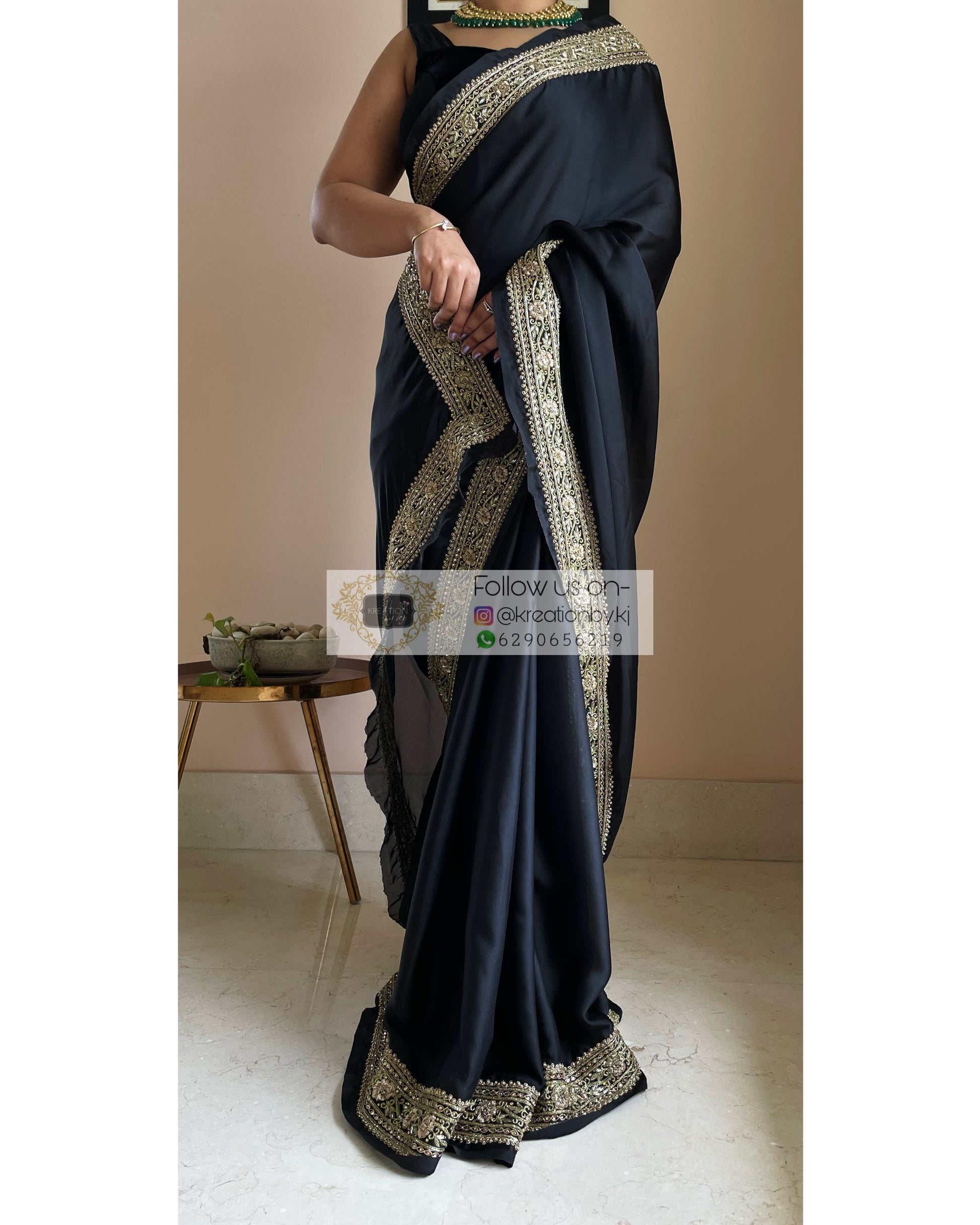 Black Zarina Saree - kreationbykj