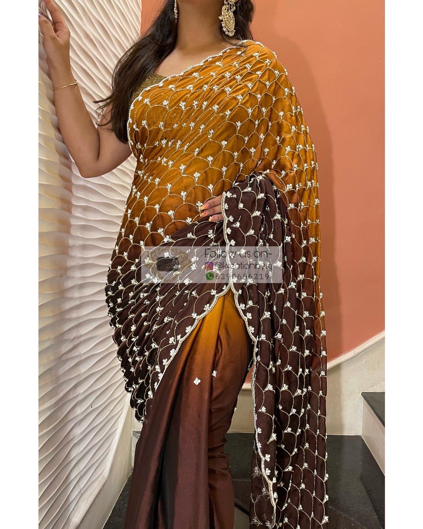 Summer Sands Ombré Cutdana Mehraab jaal Saree