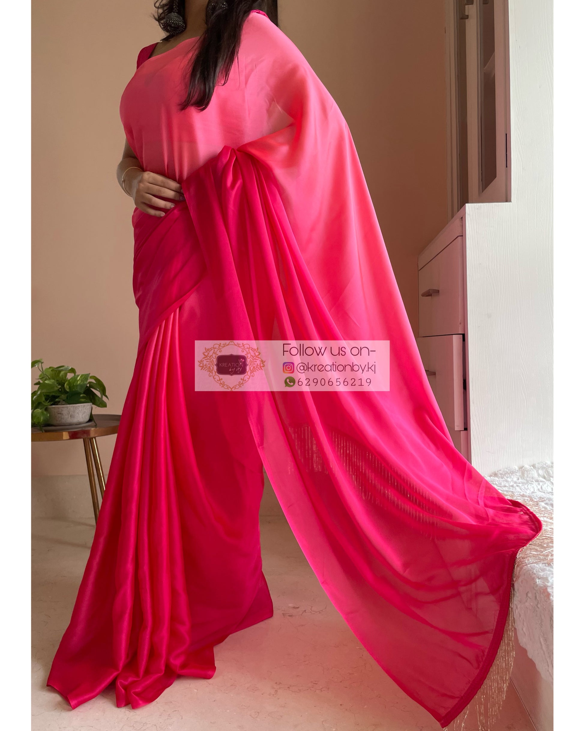 Buy online Pink Self Design Plain Saree With Blouse from ethnic wear for  Women by Apnisha for ₹599 at 60% off | 2024 Limeroad.com