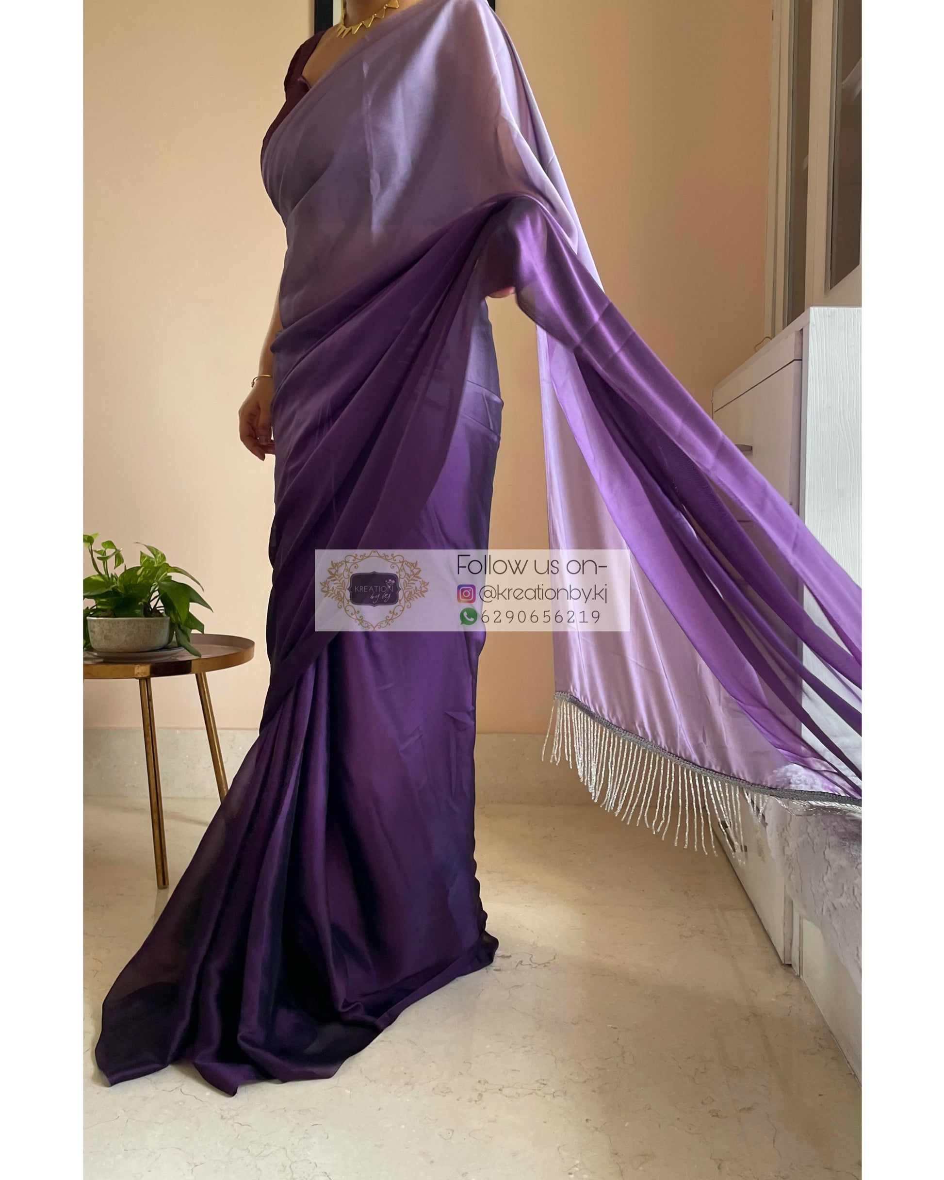 Buy sky blue Satin Ombre-dyed Saree Online - KARMAPLACE — Karmaplace