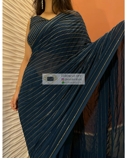 Midnight Blue Noorani Georgette Saree
