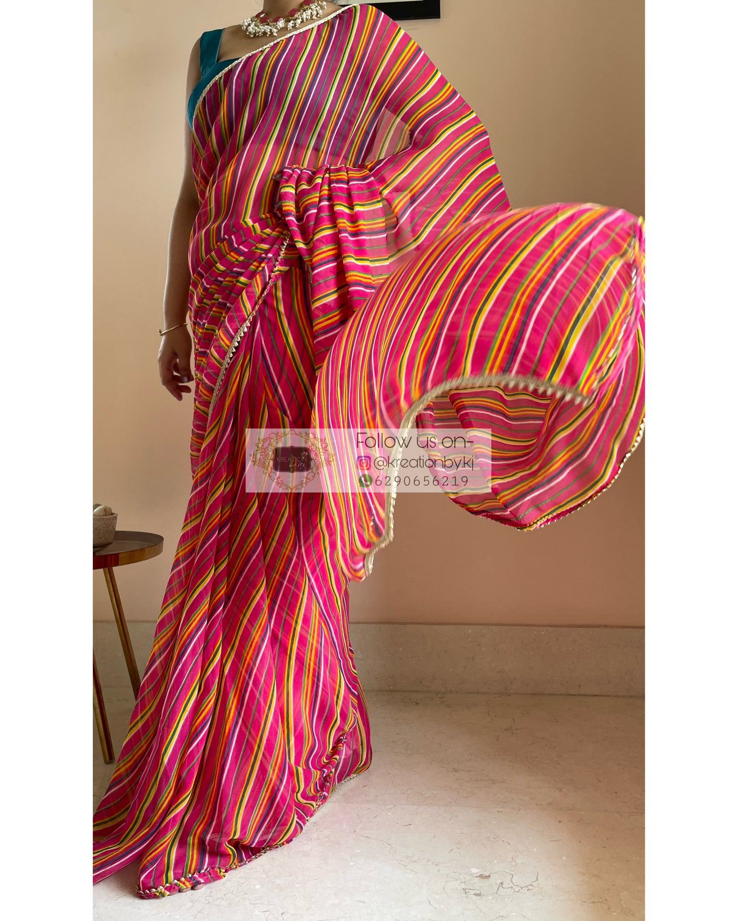 Rangeela Georgette Leheriya Saree - kreationbykj