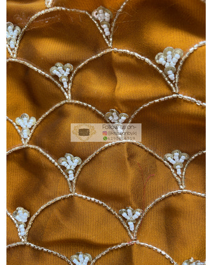 Mustard Golden Cutdana Mehraab Jaal Saree