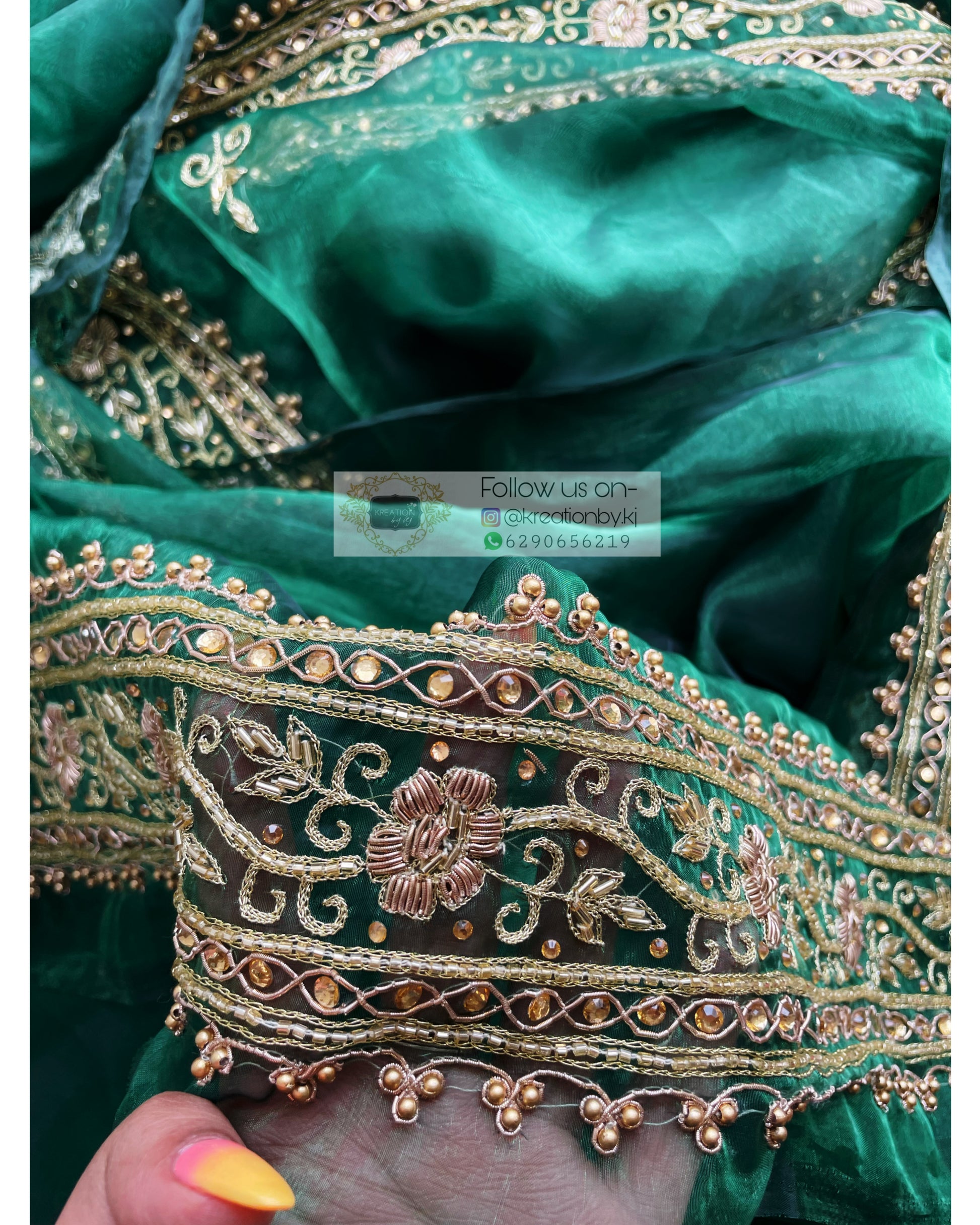 Forest Green Zarina Saree - kreationbykj