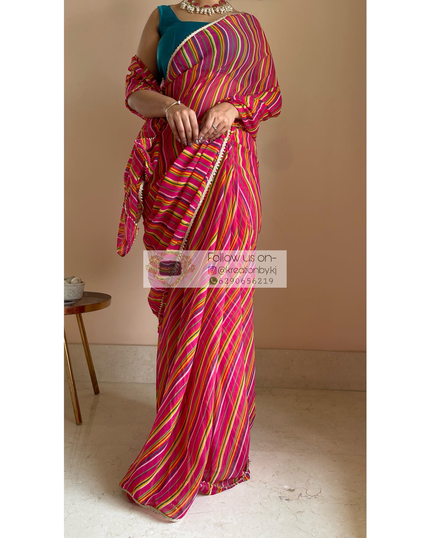 Rangeela Georgette Leheriya Saree - kreationbykj