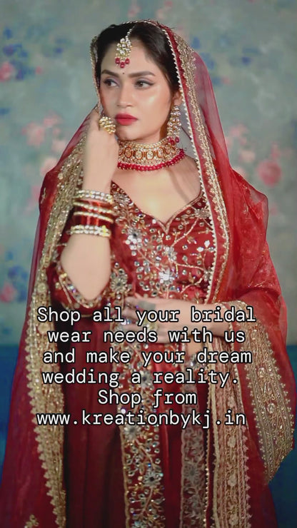 Red Bridal Handembroidered Veil