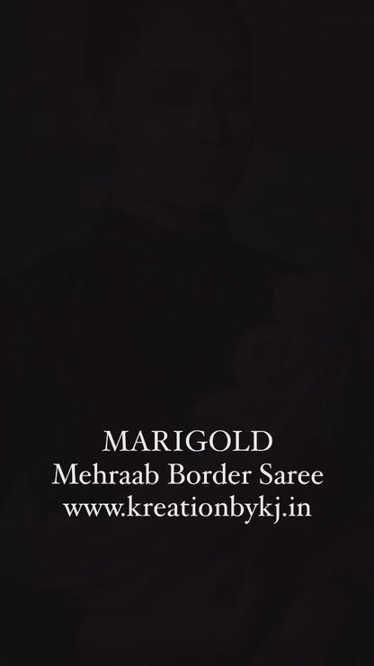 Marigold Glass Tissue Mehraab Border Saree