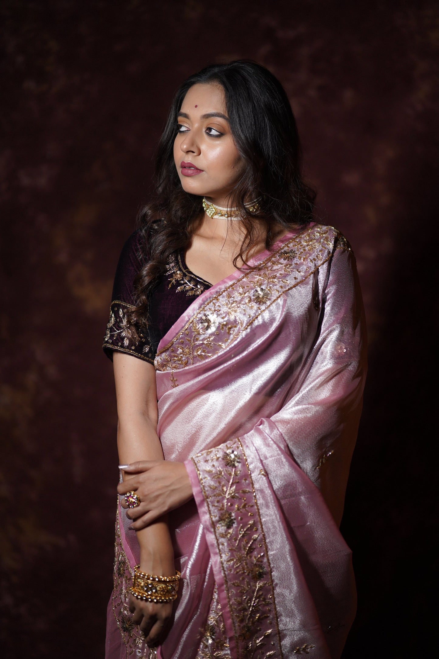 Pink Tissue Anaya Saree kreationbykj