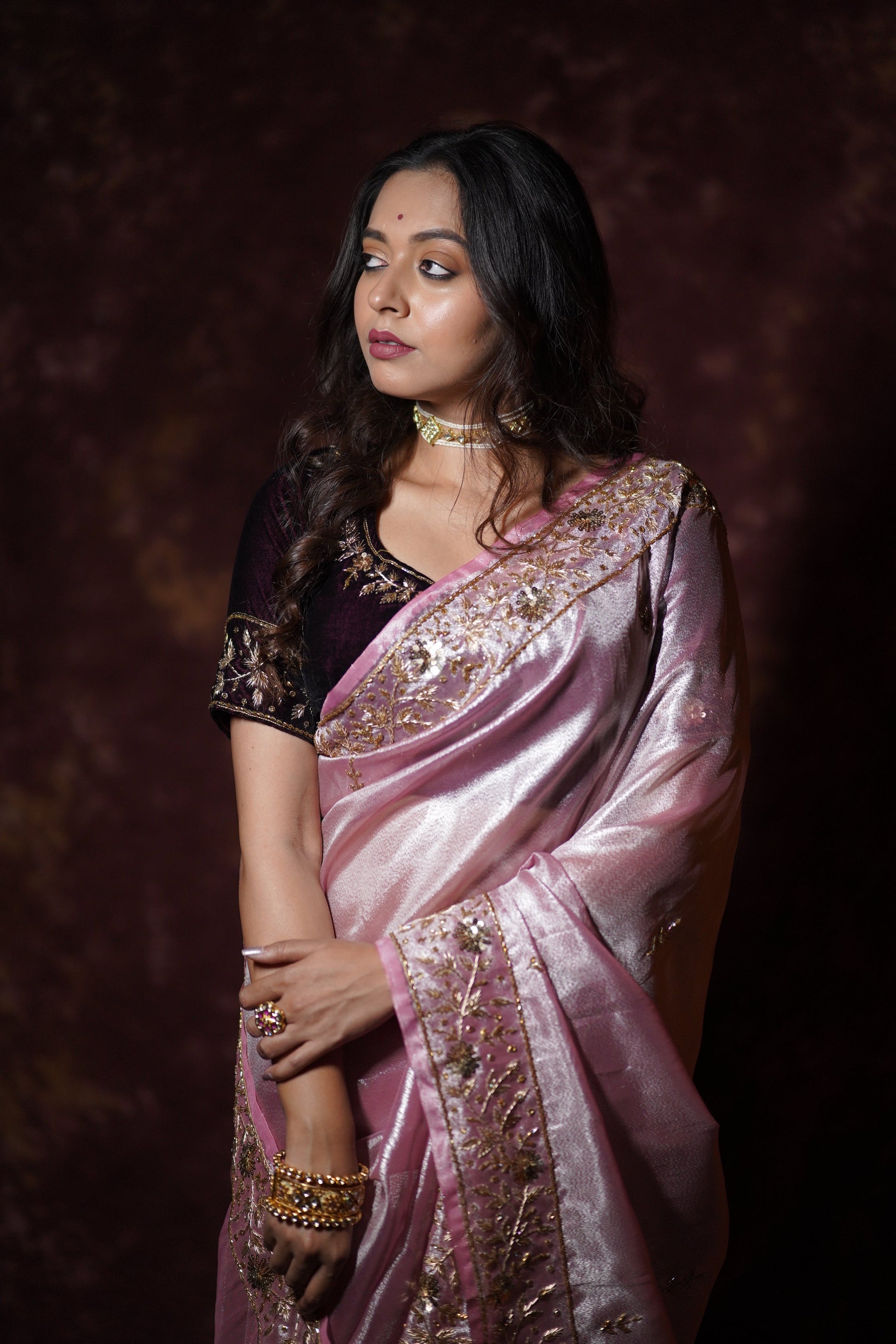Pink Tissue Anaya Saree kreationbykj