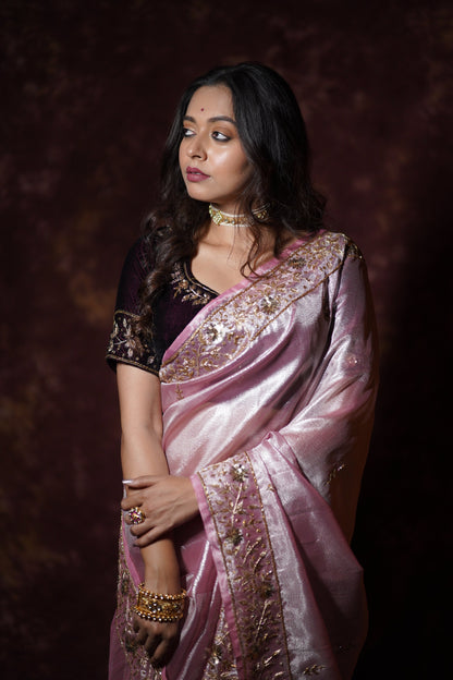 Pink Tissue Anaya Saree kreationbykj