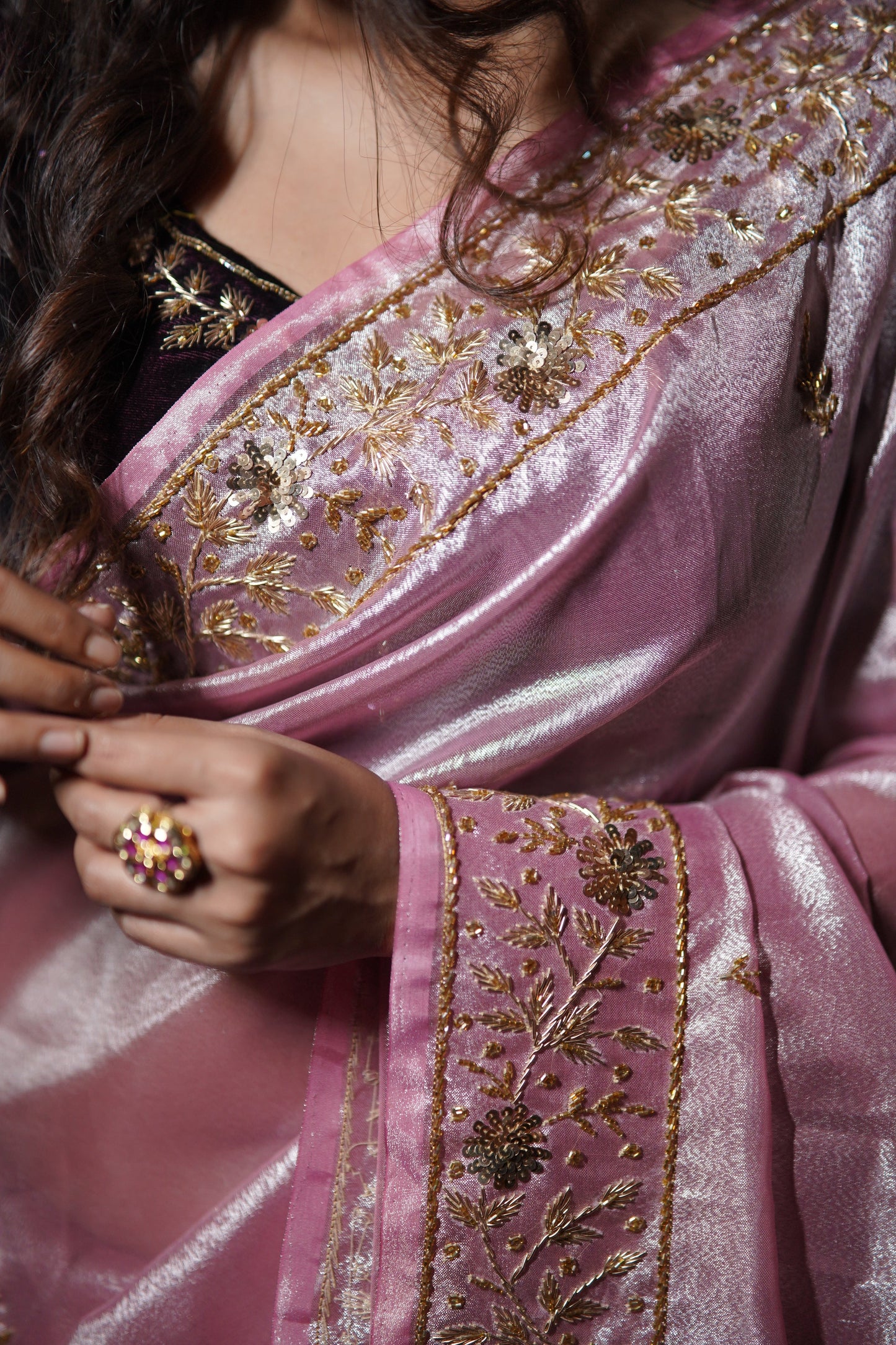 Pink Tissue Anaya Saree kreationbykj
