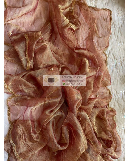 Zari Tissue Dupatta With Scallops - kreationbykj