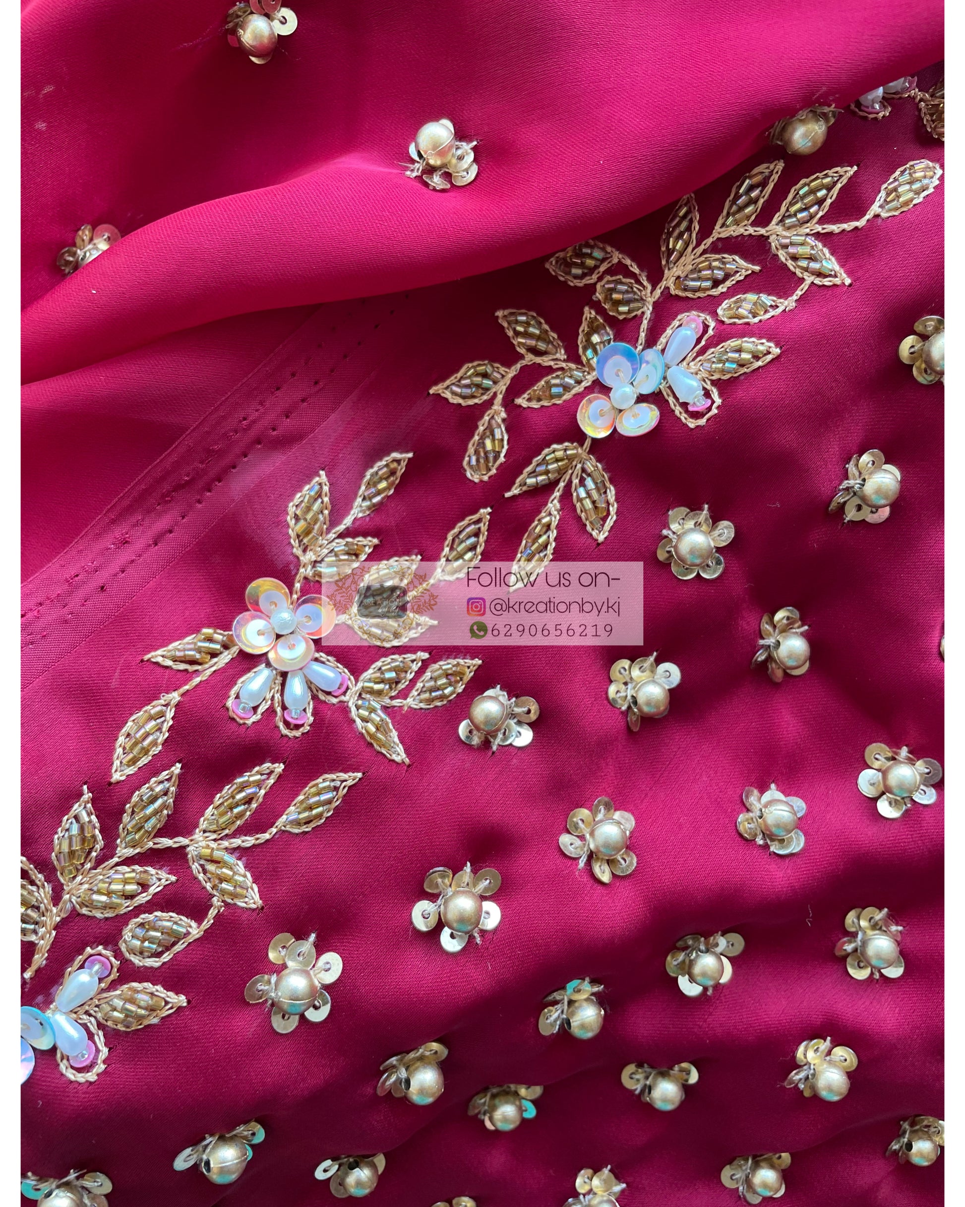 Maroon Crepe Silk Badan pe Sitare - kreationbykj