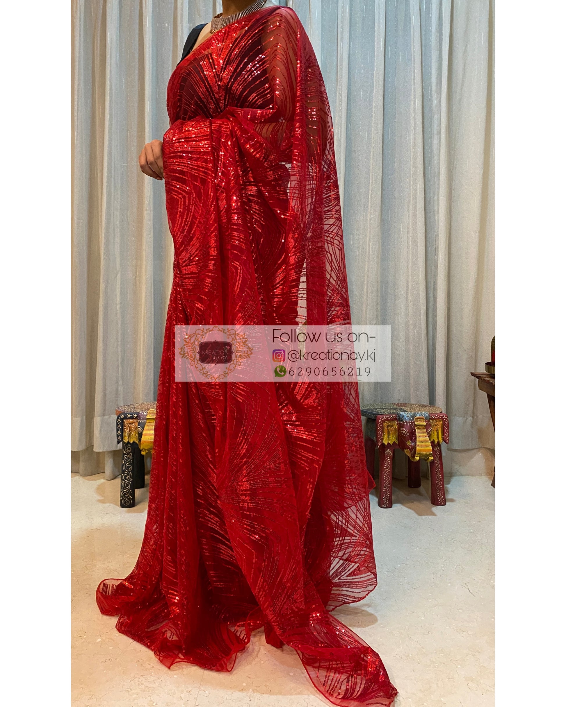 Buy Red Lace Work Organza Saree | PCF13/PICA7 | The loom