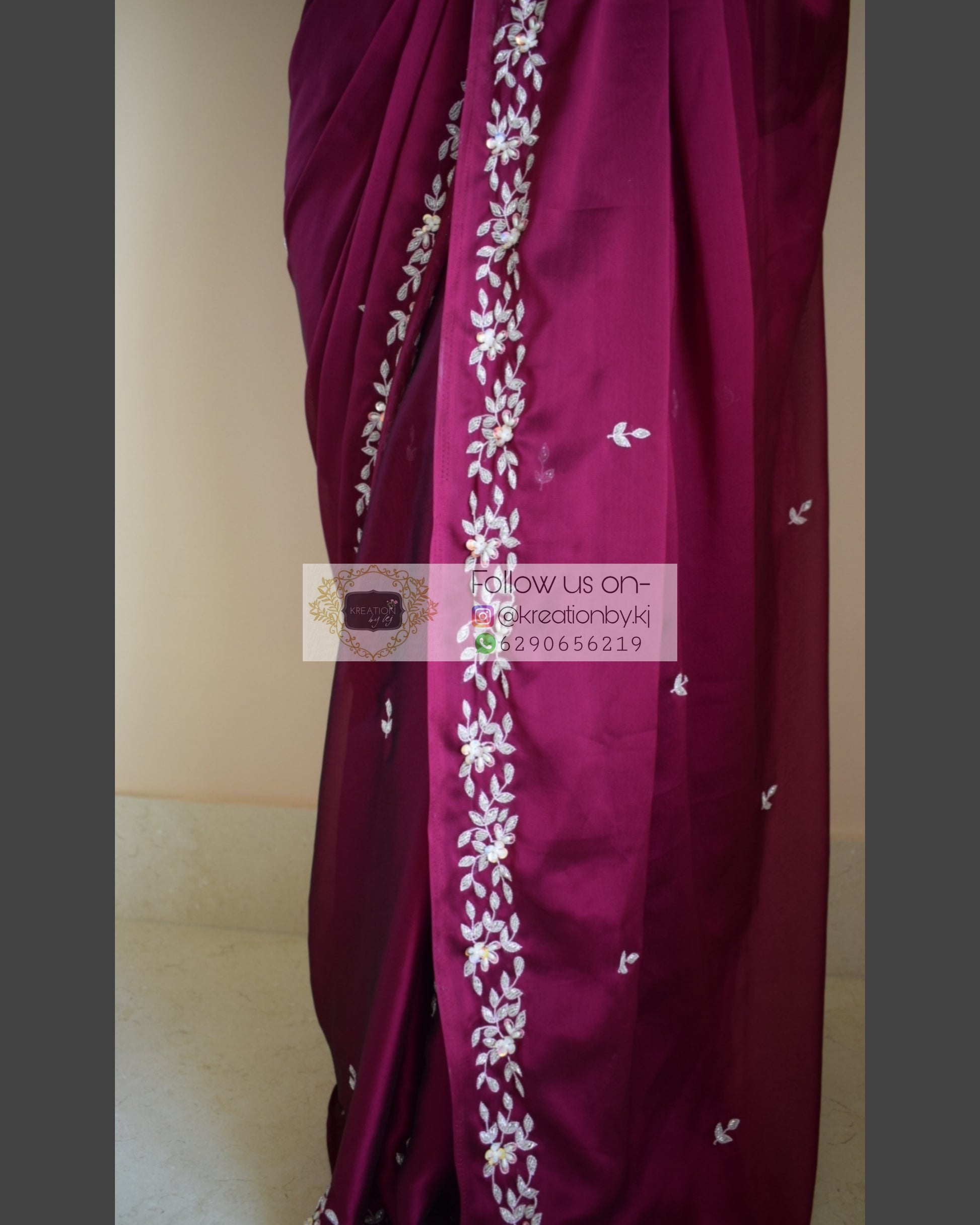 Wine Georgette Chandani Saree - kreationbykj