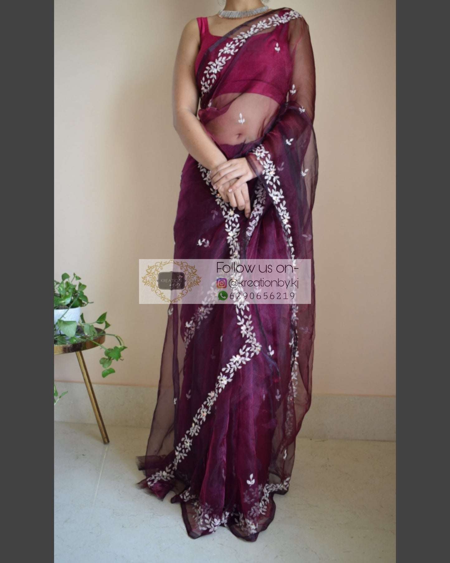 Wine Glass Tissue Chandani Saree - kreationbykj