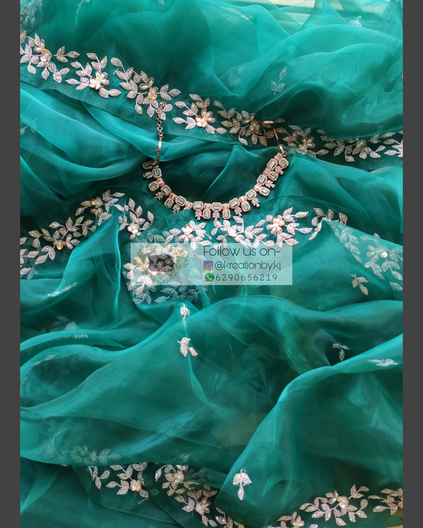 Teal Blue Chandani Saree - kreationbykj