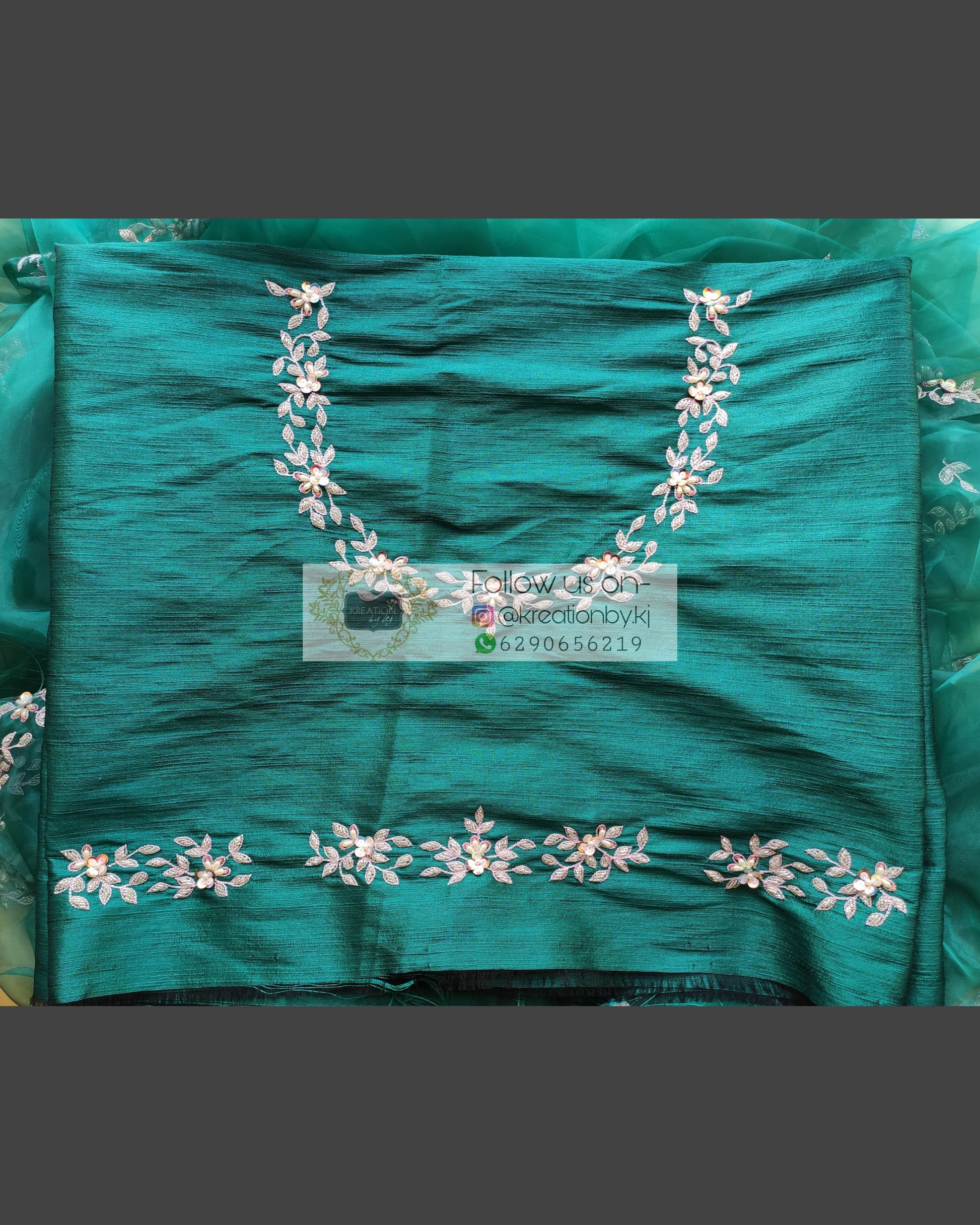 Teal Blue Chandani Saree - kreationbykj