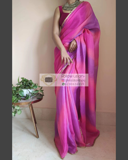 Cotton Candy Ombré Saree - kreationbykj