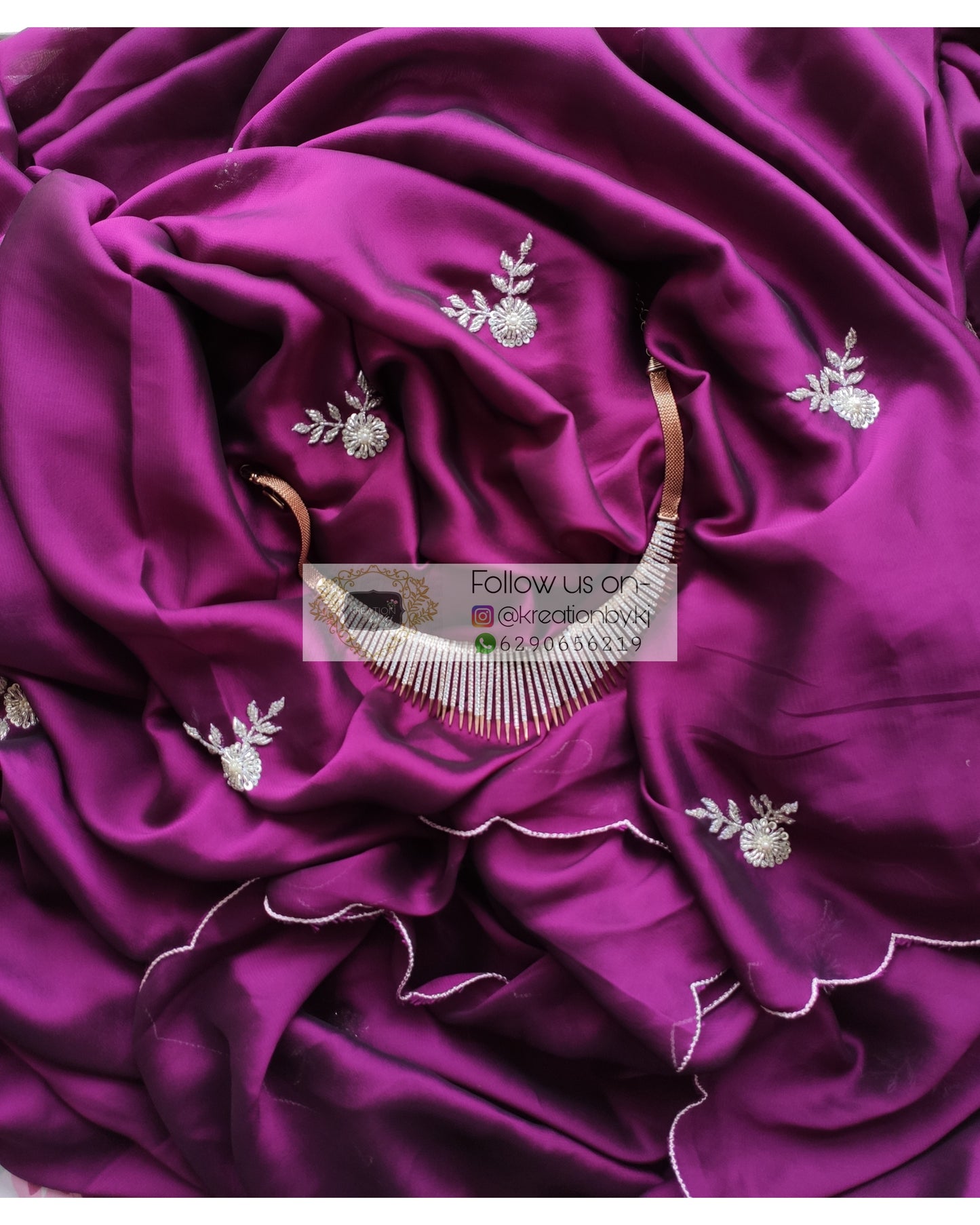 Purple Wine Georgette Silk Saree With 86 Bootas - kreationbykj