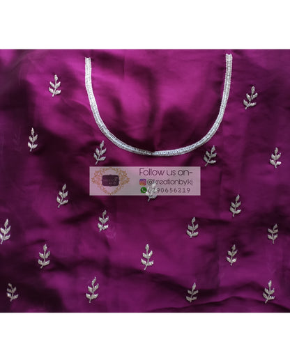 Purple Wine Georgette Silk Saree With 86 Bootas - kreationbykj