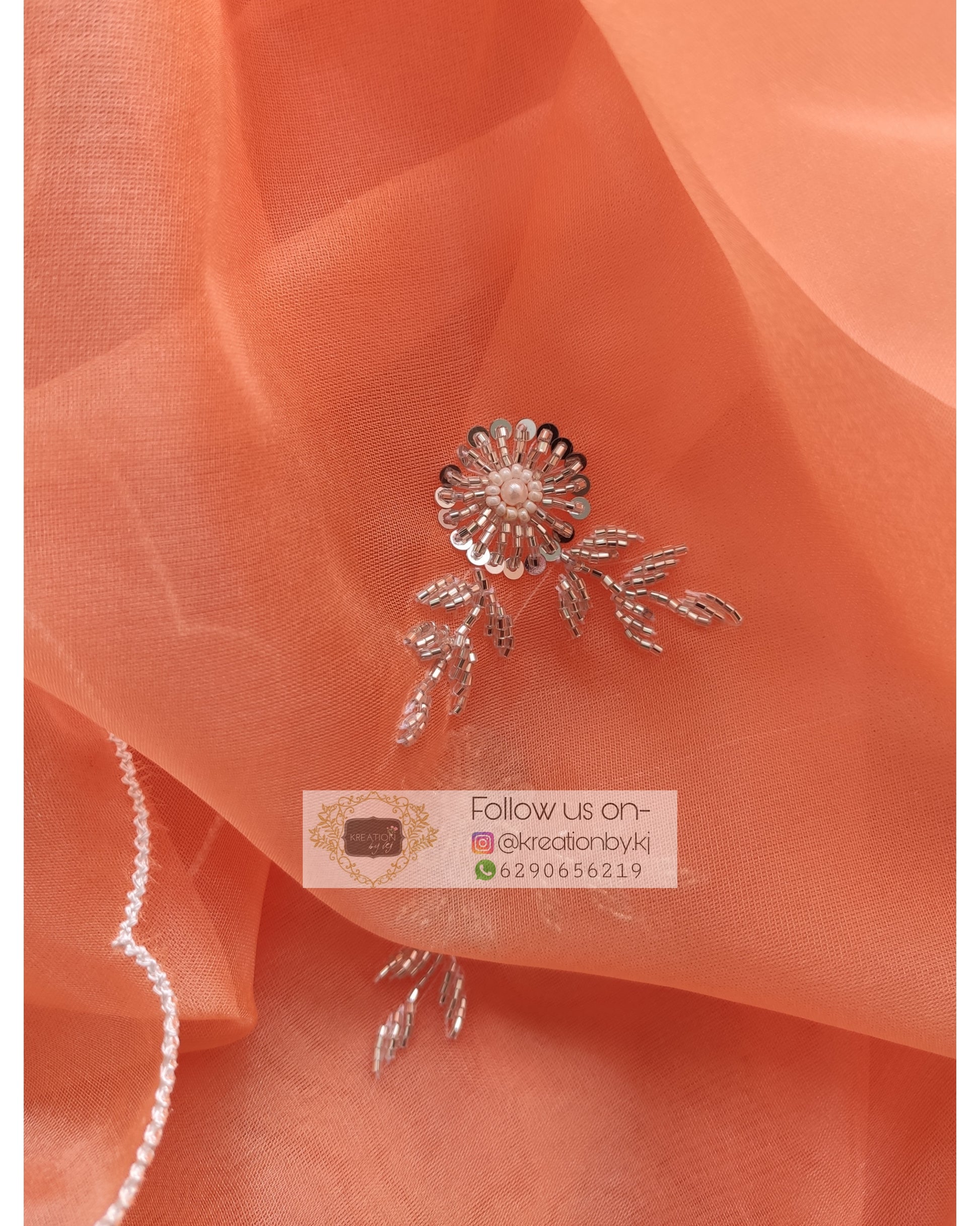 Peach Organza Silk Saree With 86 Bootas - kreationbykj