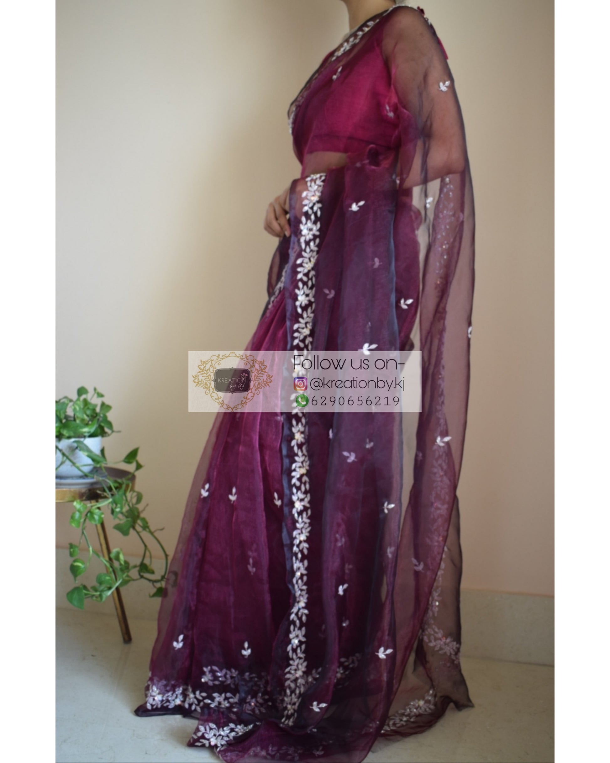 Wine Glass Tissue Chandani Saree - kreationbykj