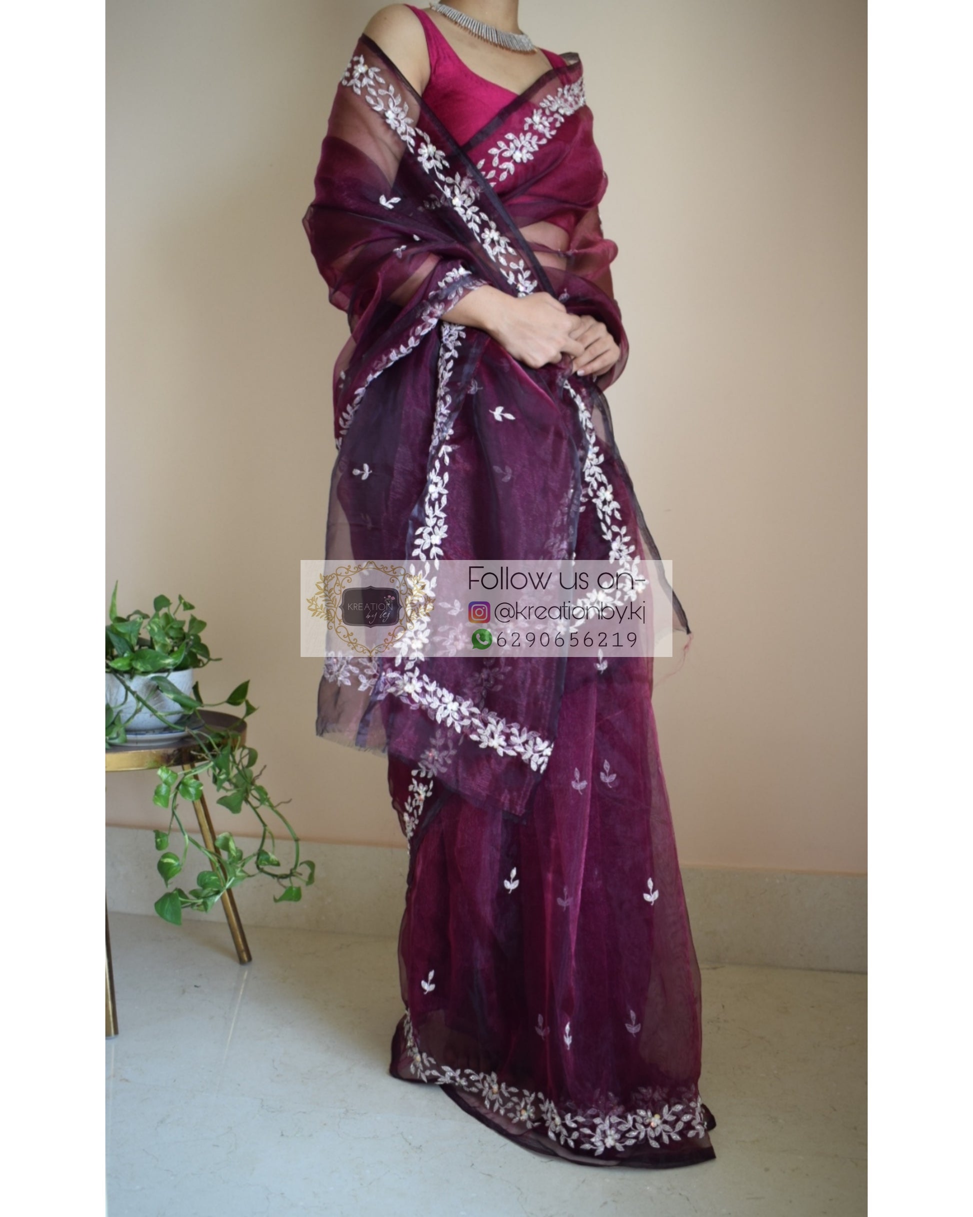 Wine Glass Tissue Chandani Saree - kreationbykj