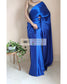 Royal Blue Satin Silk Saree With Handmade Tassels On Pallu - kreationbykj