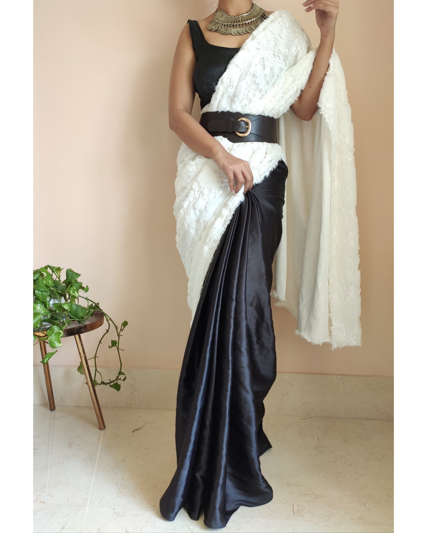 Designer Fur Pallu Saree - kreationbykj