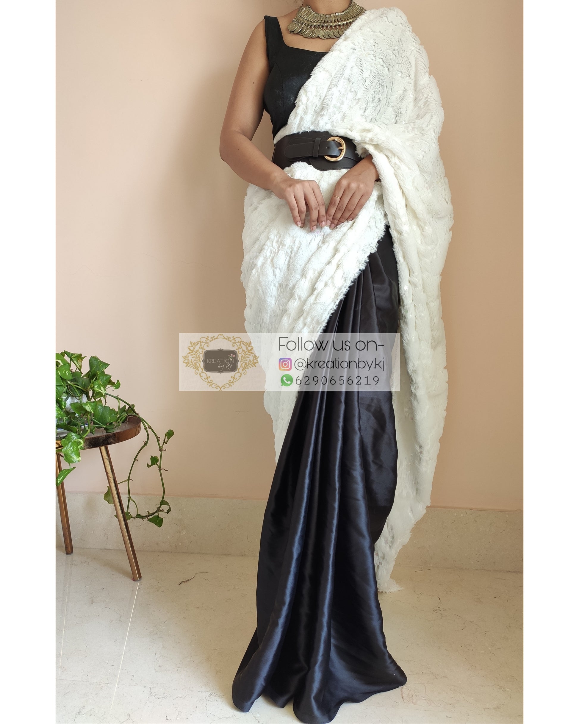 Designer Fur Pallu Saree - kreationbykj