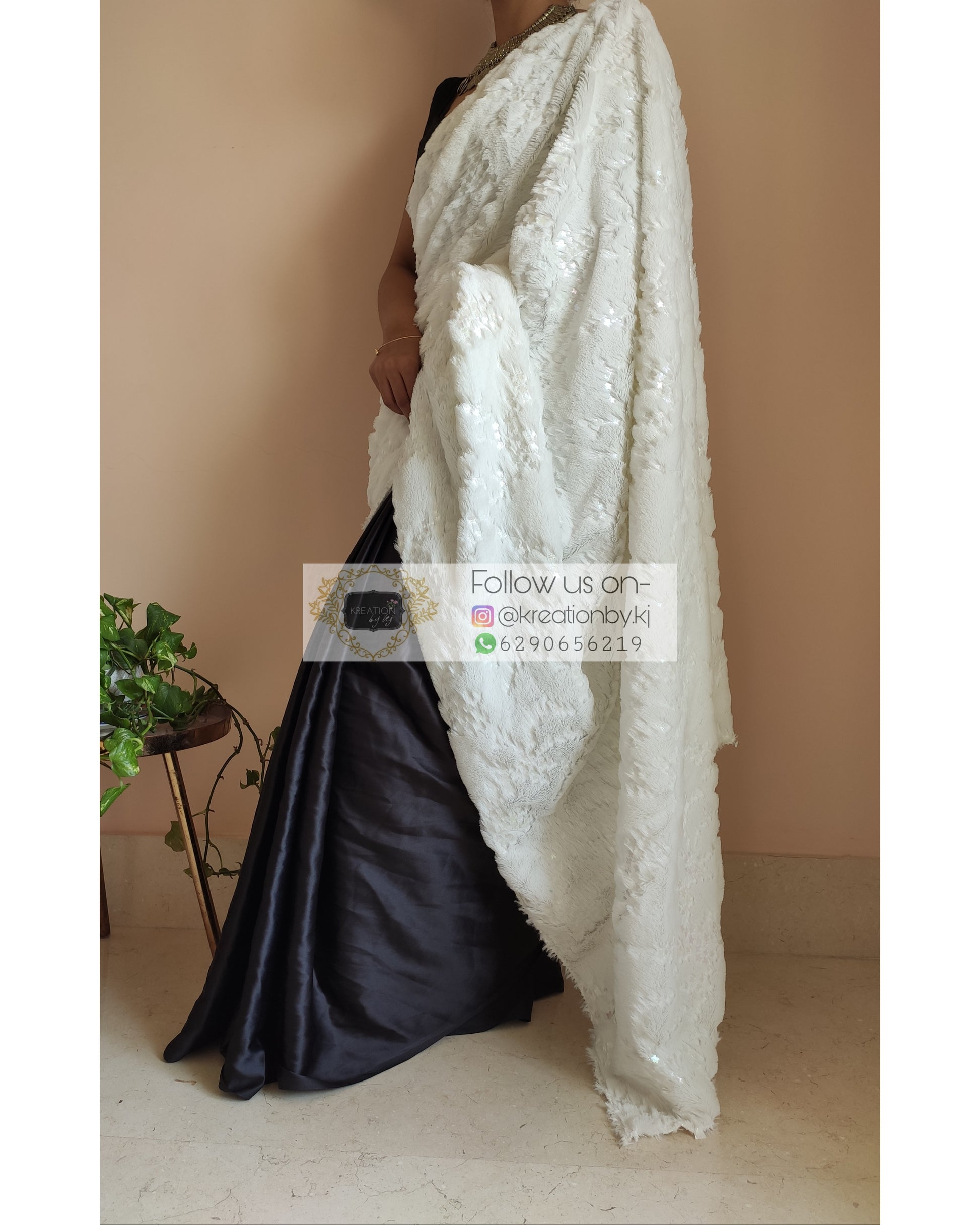 Designer Fur Pallu Saree - kreationbykj