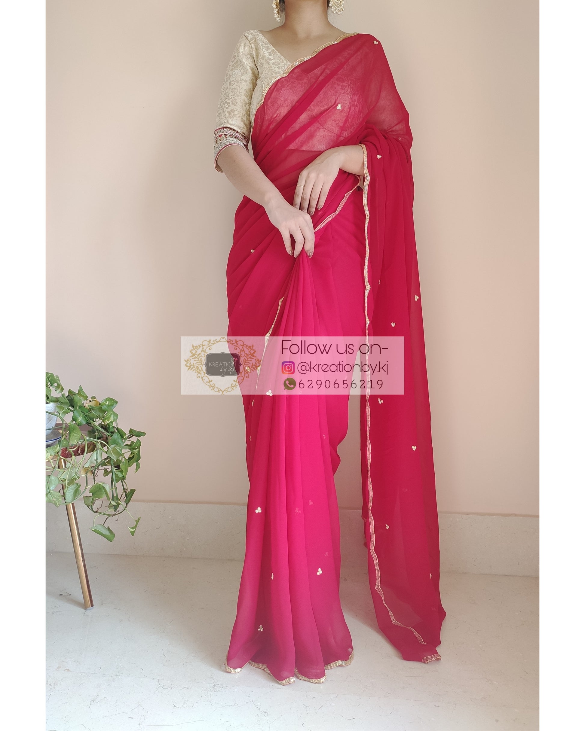 Laxmipati Charu 6894 Red Georgette Saree – Sanskar Sarees