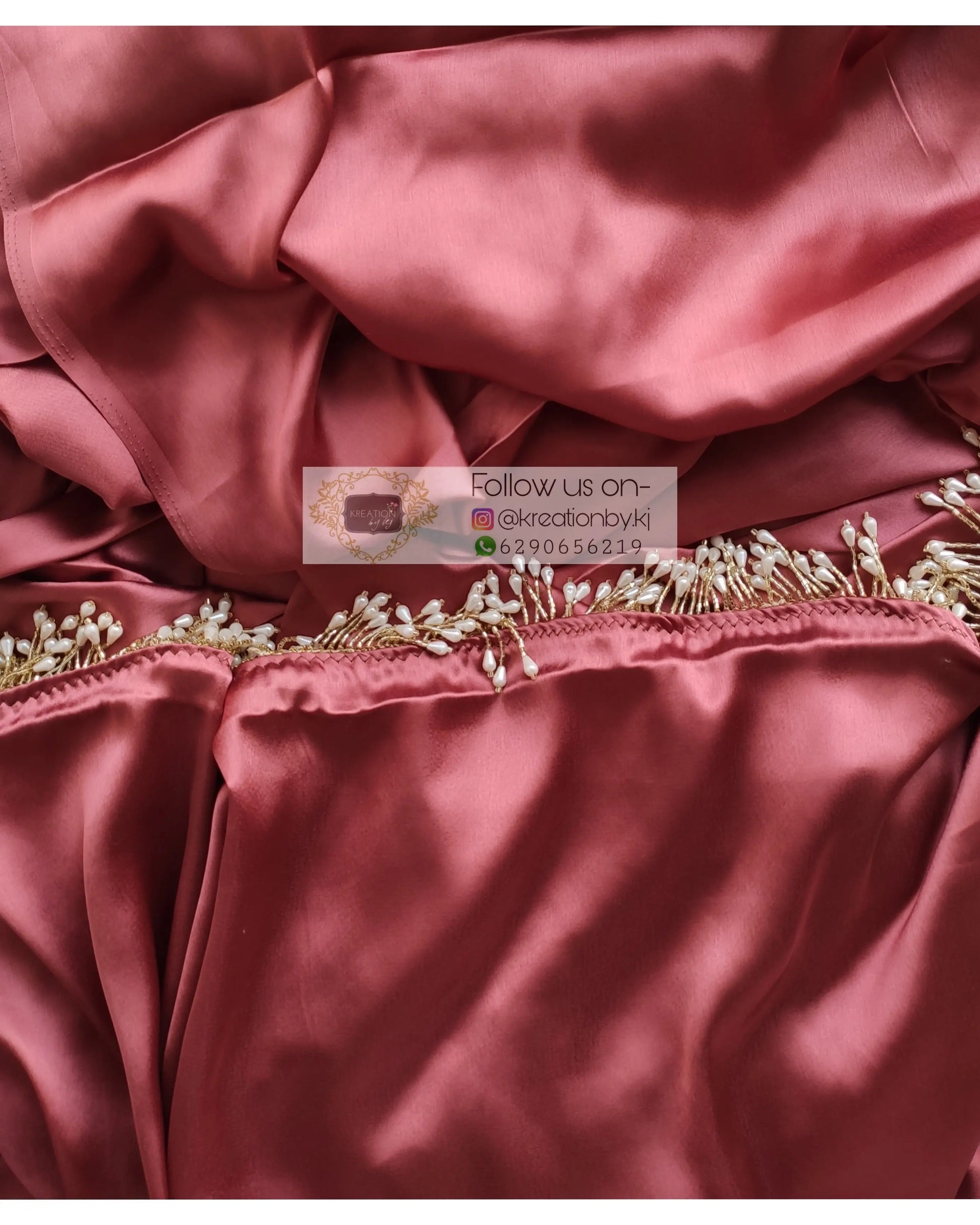 Dusty Rose Satin Silk Saree With Handmade Tassels On Pallu - kreationbykj