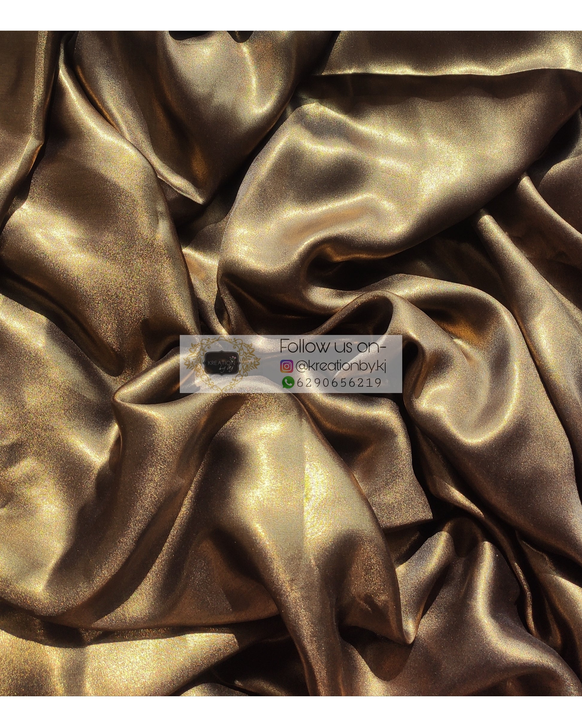 Black Molten Shimmer Satin Saree - kreationbykj