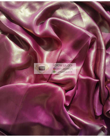 Molten Purple Shimmer Satin Saree - kreationbykj