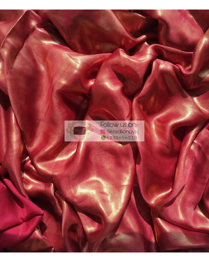 Molten Maroon Shimmer Satin Saree - kreationbykj