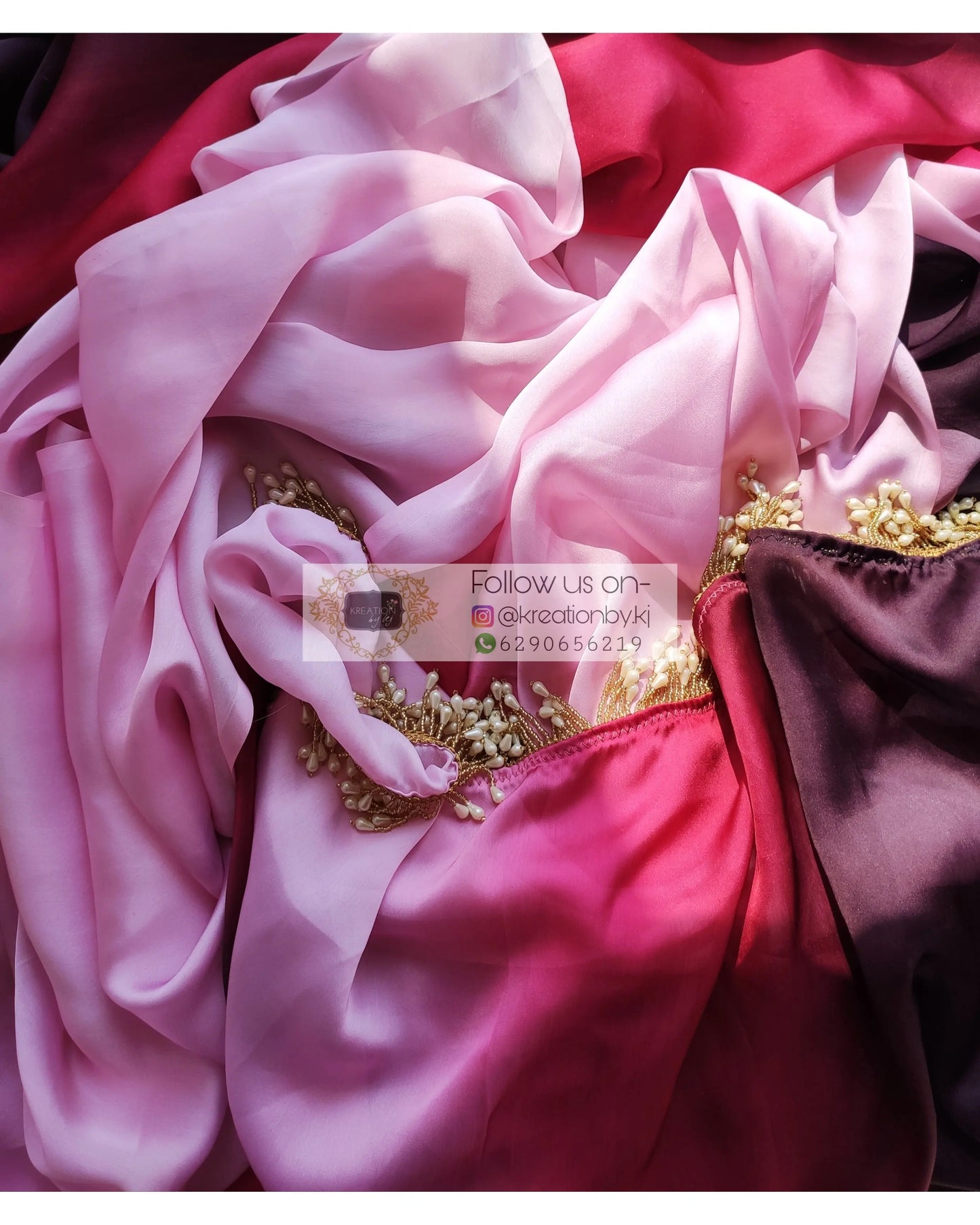 Pink Ombré Crepe Silk Saree - kreationbykj