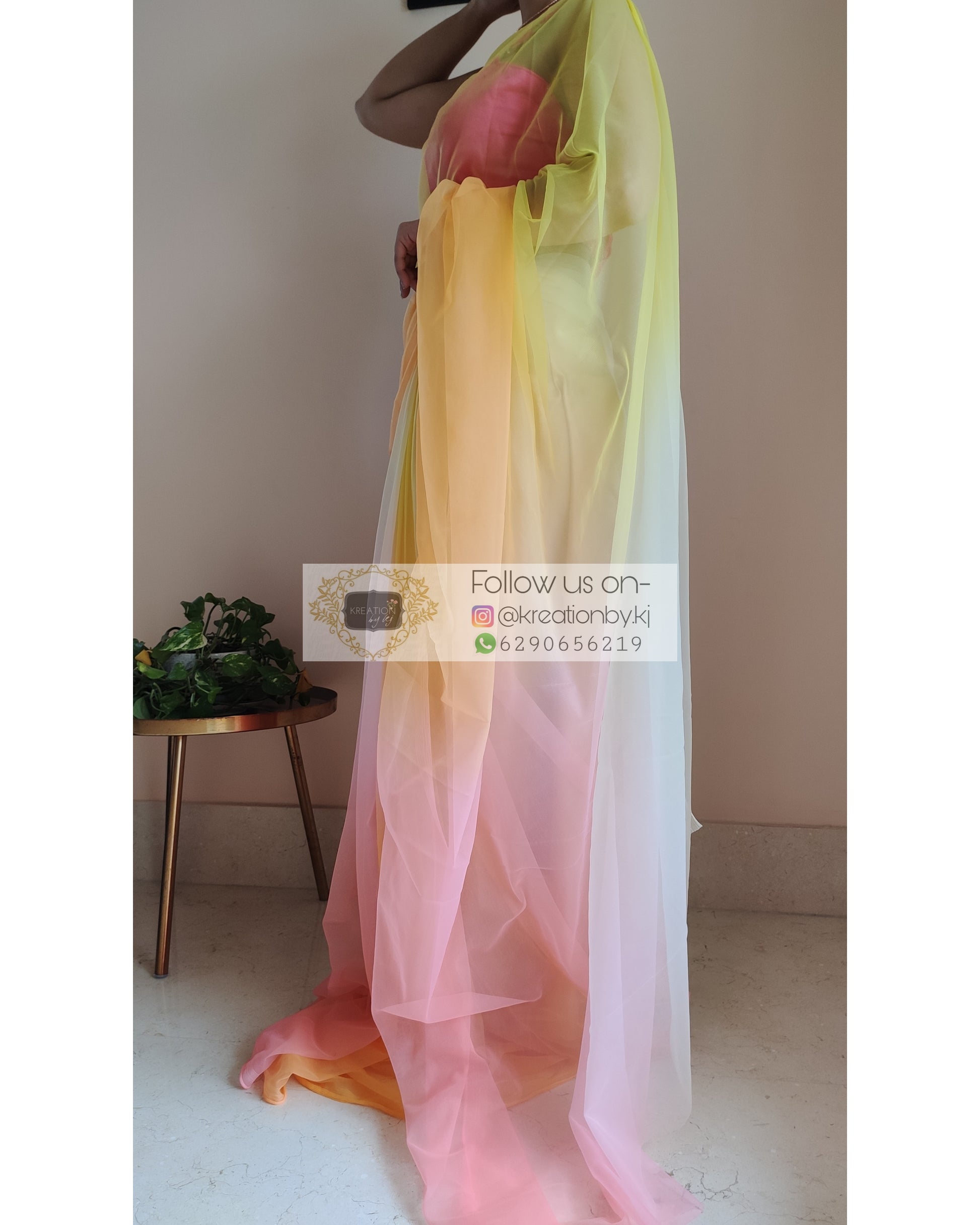 Candy Floss Ombré Net Saree - kreationbykj