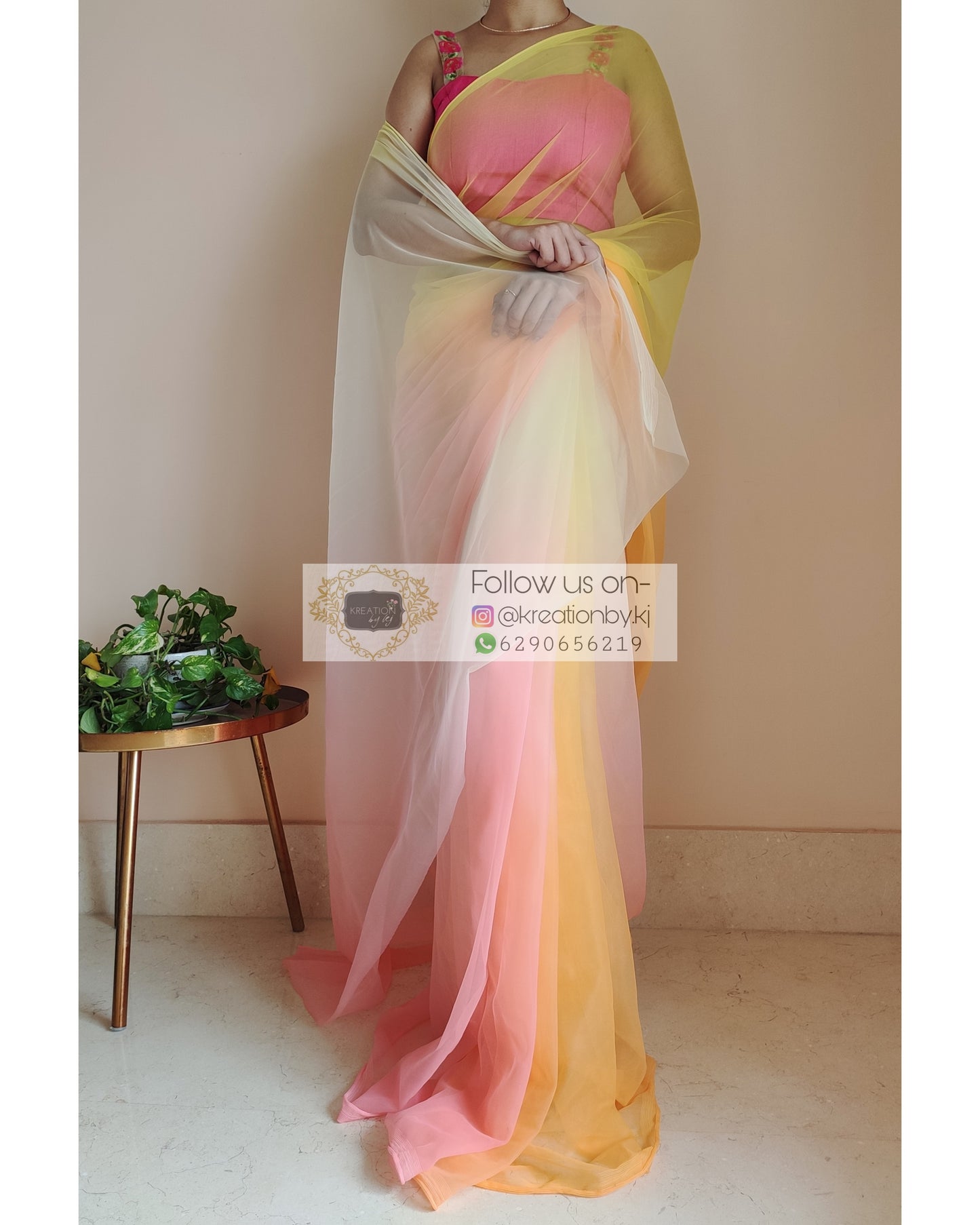 Candy Floss Ombré Net Saree - kreationbykj